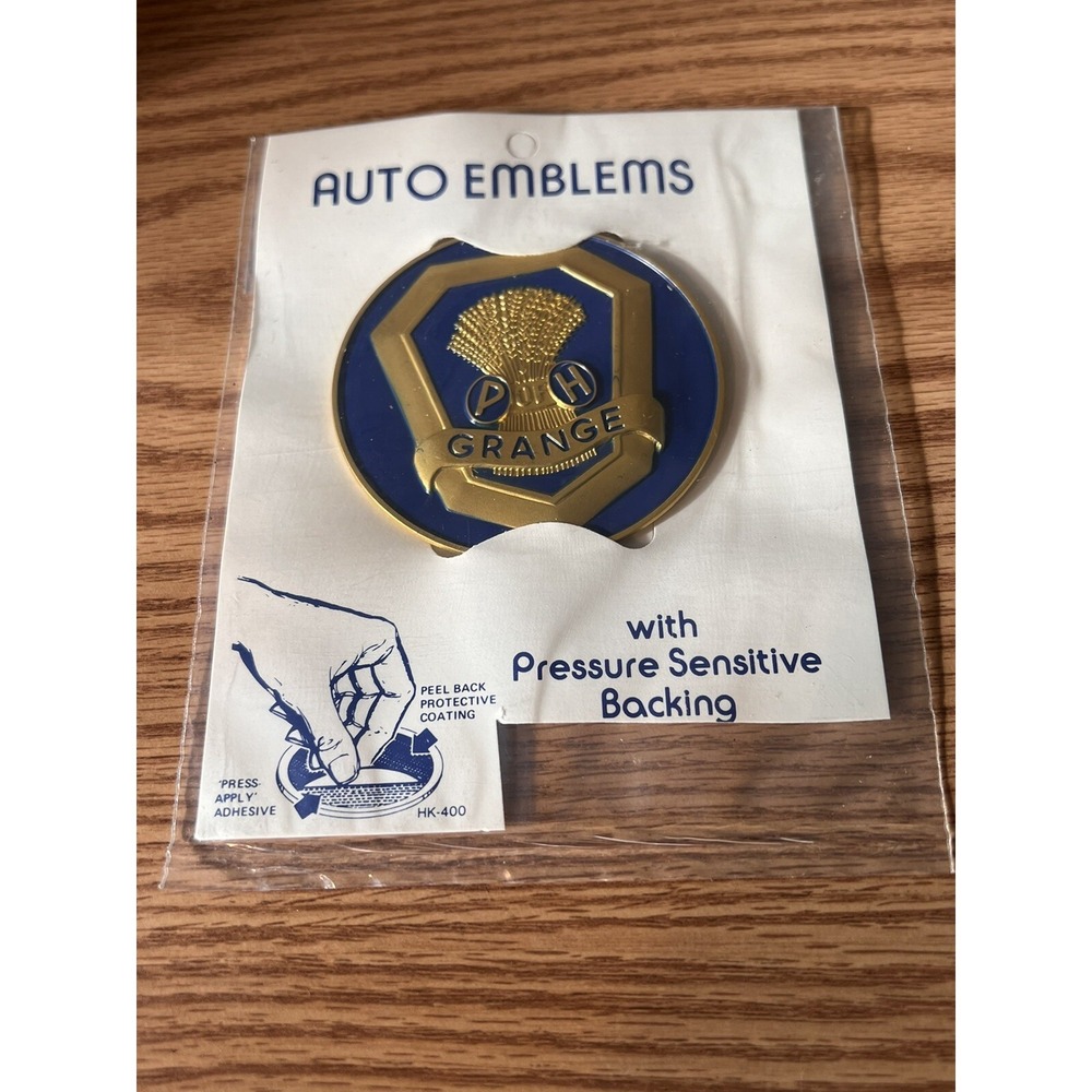 PH Grange Vintage Auto Emblem NOS 3" Memorabilia Ephemera Auto‎ Emblems